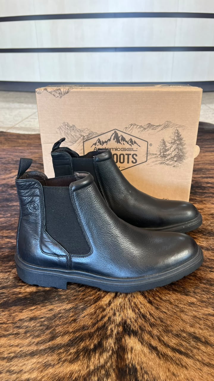 Botina Anatômic Gel em Couro Preto