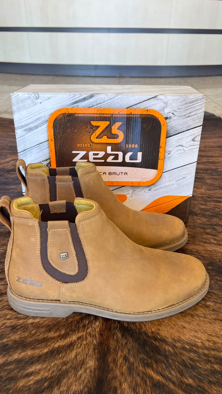 Botina Zebu em Couro Cor Sela